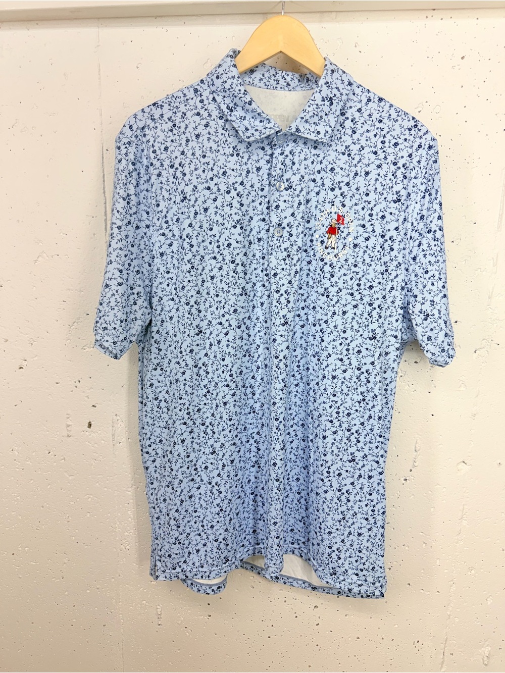 US Open Men’s size Large 124th Pine Hurst Golf Blue Floral Polo Shirt